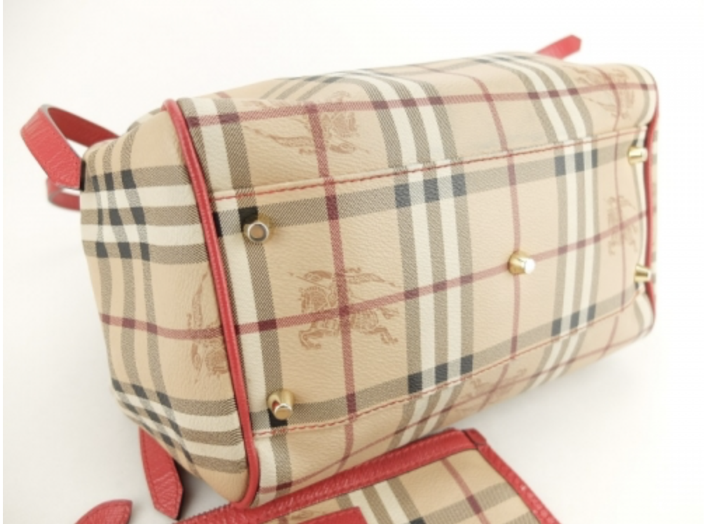 PB6010 Burberry Small Haymarket Centerbury Tote (Red)
